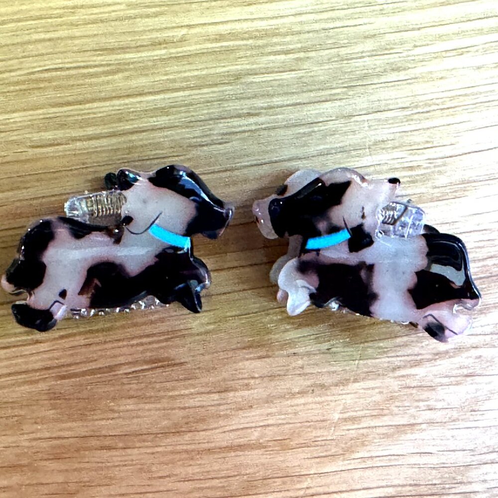 Mini Claw Hair Claw Clip, Set of 2 - Puppy Dog (English Springer Spaniel) Brown